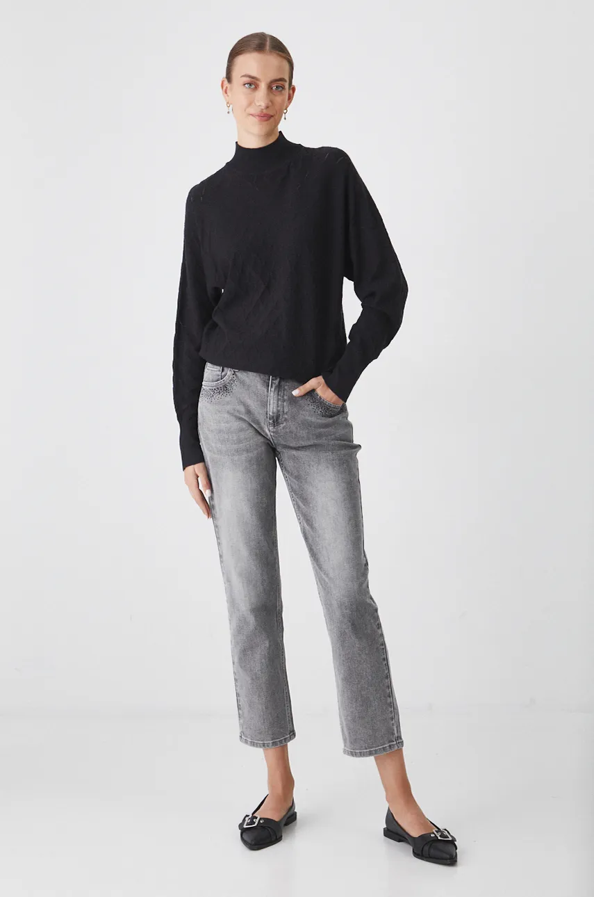 Sweter damski ażurowy kolor czarny RW24-SWD062 czarny RW24