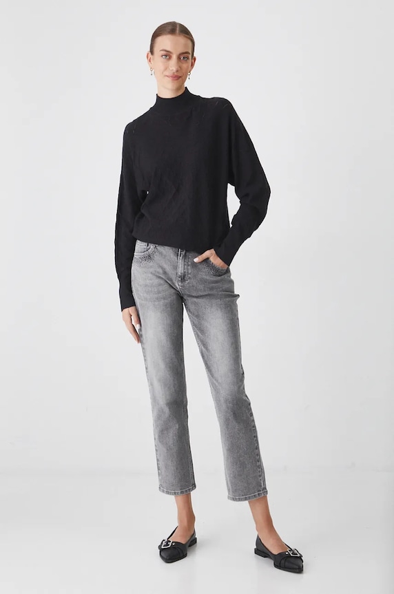 Sweter damski ażurowy kolor czarny RW24-SWD062 czarny RW24