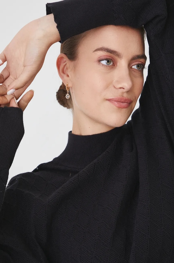 Sweter damski ażurowy kolor czarny czarny RW24-SWD062