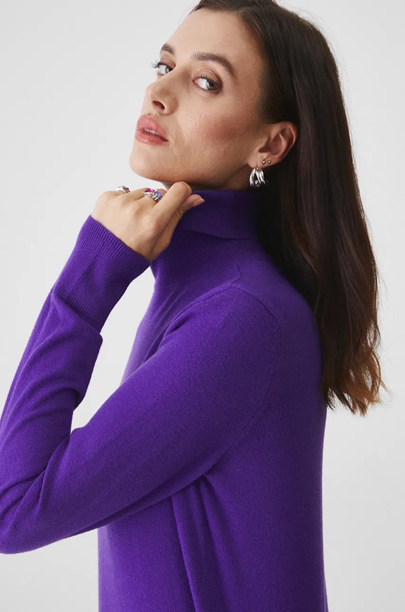 Sweter damski gładki kolor fioletowy fioletowy RW24-SWD072