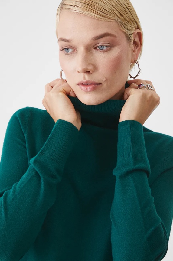 Sweter damski gładki kolor zielony zielony RW24-SWD072