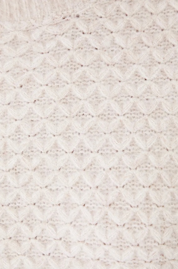 Sweter z domieszką wełny damski z fakturą kolor beżowy RW24-SWD084 beżowy