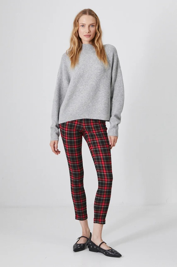 Sweter z domieszką wełny damski melanżowy kolor szary RW24-SWD090 szary RW24