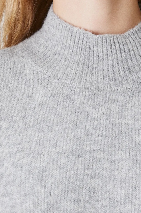 Sweter z domieszką wełny damski melanżowy kolor szary RW24-SWD090 szary
