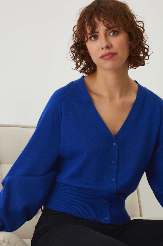 Kardigan damski gładki kolor niebieski pozostałe niebieski RW24-SWD300