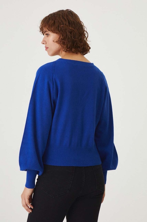 Odzież Kardigan damski gładki kolor niebieski RW24-SWD300 niebieski