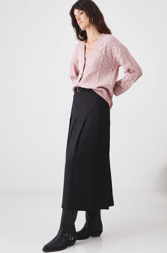 Kardigan damski ażurowy kolor różowy RW24-SWD409 różowy RW24