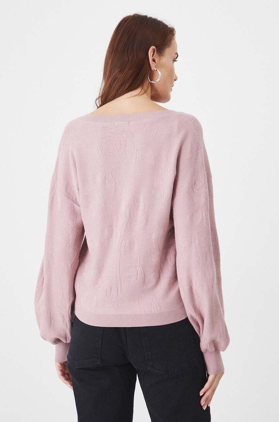 Oblečení Svetr dámský žakárový vzor růžová barva RW24-SWD410 růžová