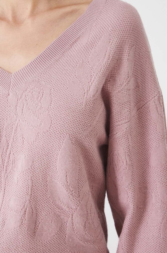 Svetr dámský žakárový vzor růžová barva RW24-SWD410 růžová