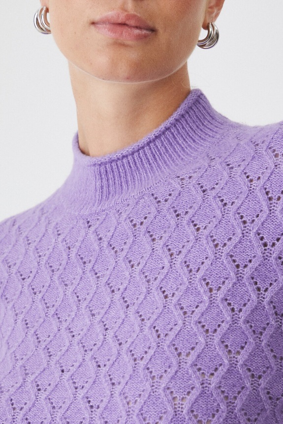 Sweter damski ażurowy kolor różowy RW24-SWD502 fioletowy