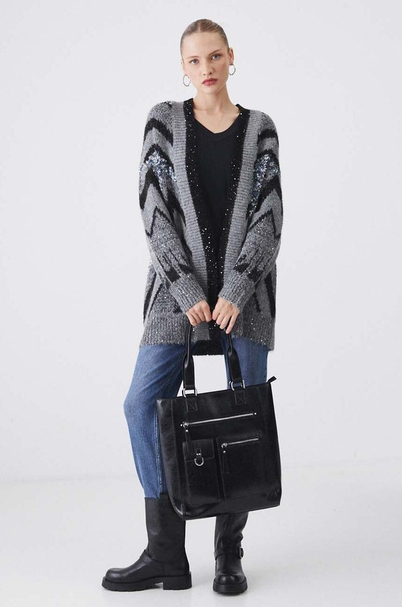 Medicine cardigan din amestec de lana multicolor RW24-SWD508