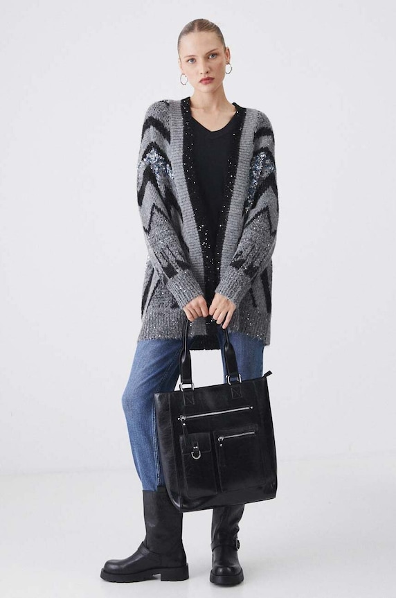 Medicine cardigan din amestec de lana multicolor RW24-SWD508