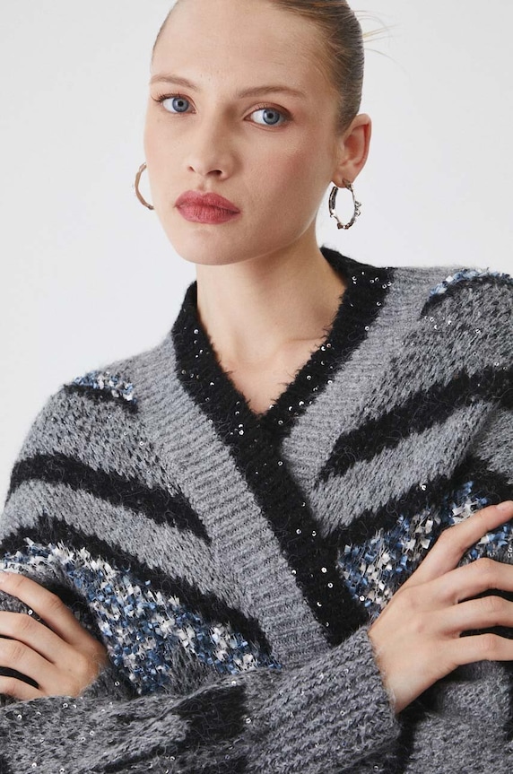 Medicine cardigan din amestec de lana RW24-SWD508 multicolor
