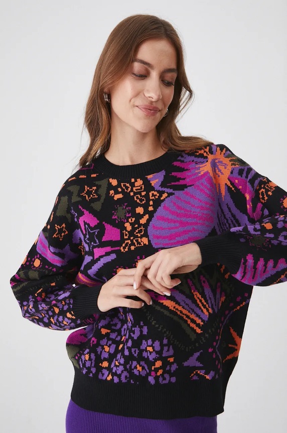 Sweter damski wzorzysty kolor multicolor pozostałe multicolor RW24-SWD602