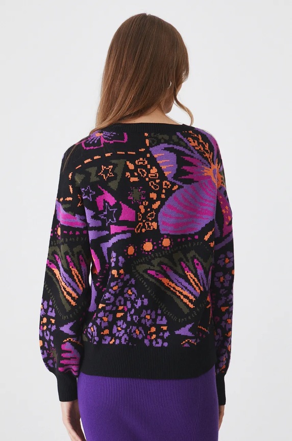 Odzież Sweter damski wzorzysty kolor multicolor RW24-SWD602 multicolor