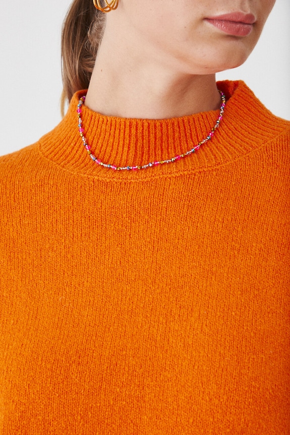 Sweter z domieszką wełny damski kolor pomarańczowy RW24-SWD605 pomarańczowy