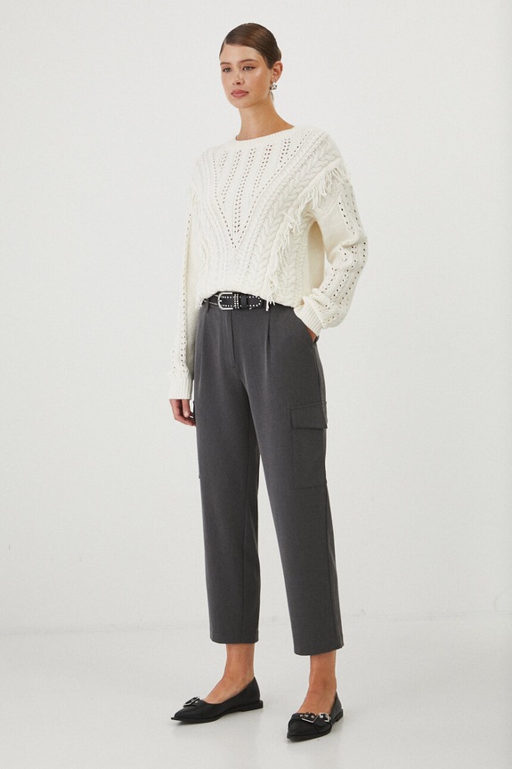 Sweter damski z fakturą kolor beżowy RW24-SWD606 beżowy RW24