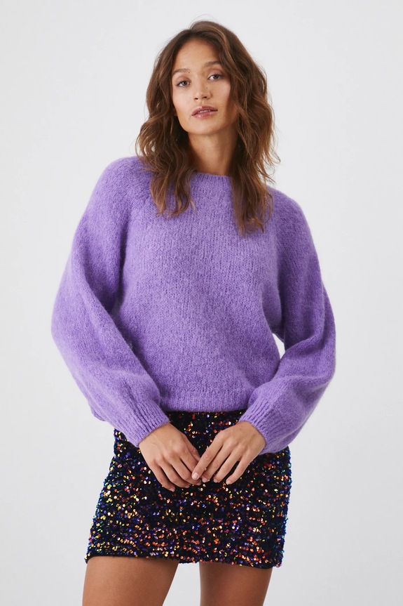 Sweter damski z wełną alpaki i wełną owczą kolor fioletowy RW24-SWD776 fioletowy RW24