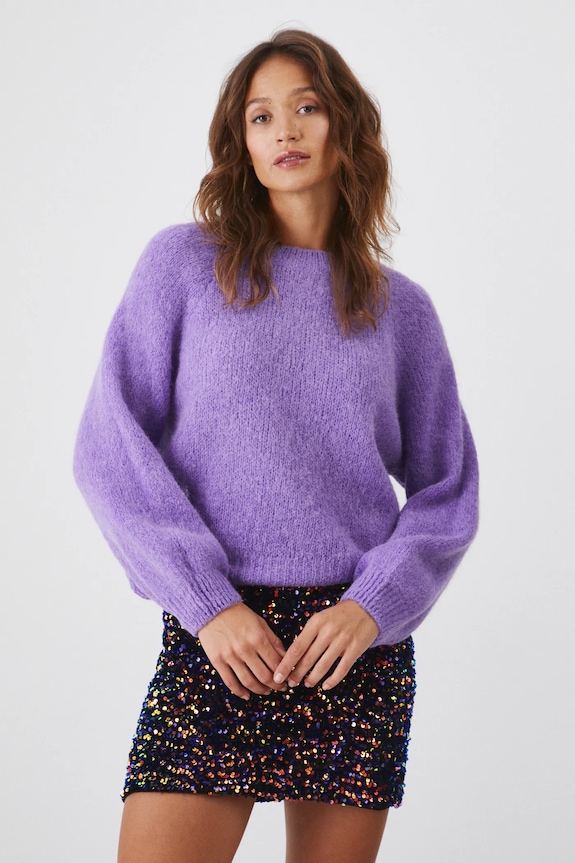 Sweter damski z wełną alpaki i wełną owczą kolor fioletowy RW24-SWD776 fioletowy RW24