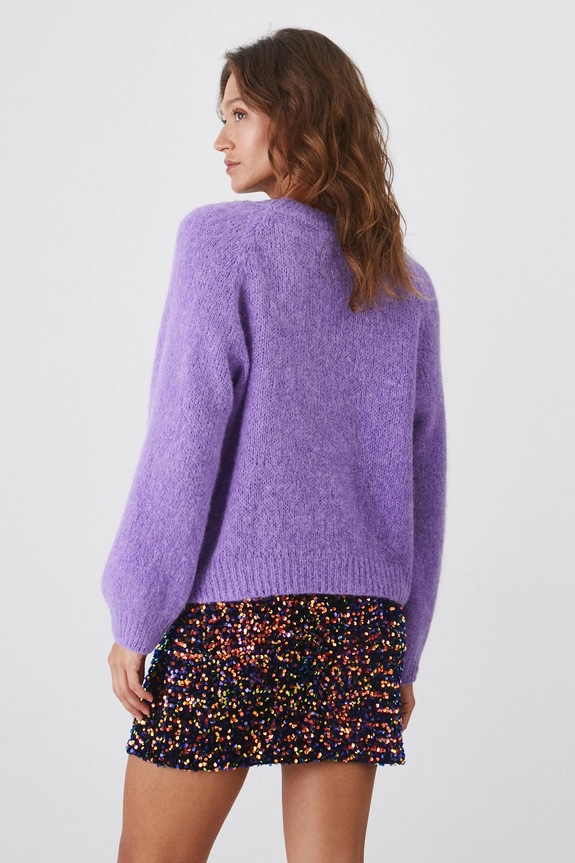 Odzież Sweter damski z wełną alpaki i wełną owczą kolor fioletowy RW24-SWD776 fioletowy