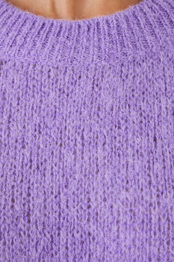 Sweter damski z wełną alpaki i wełną owczą kolor fioletowy RW24-SWD776 fioletowy