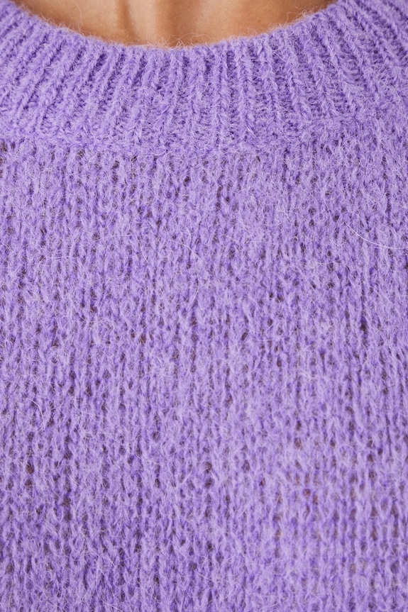 Sweter damski z wełną alpaki i wełną owczą kolor fioletowy RW24-SWD776 fioletowy