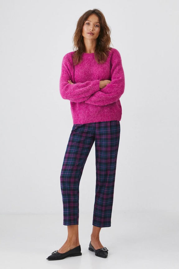 Sweter damski z wełną alpaki i wełną owczą kolor różowy RW24-SWD776 różowy RW24