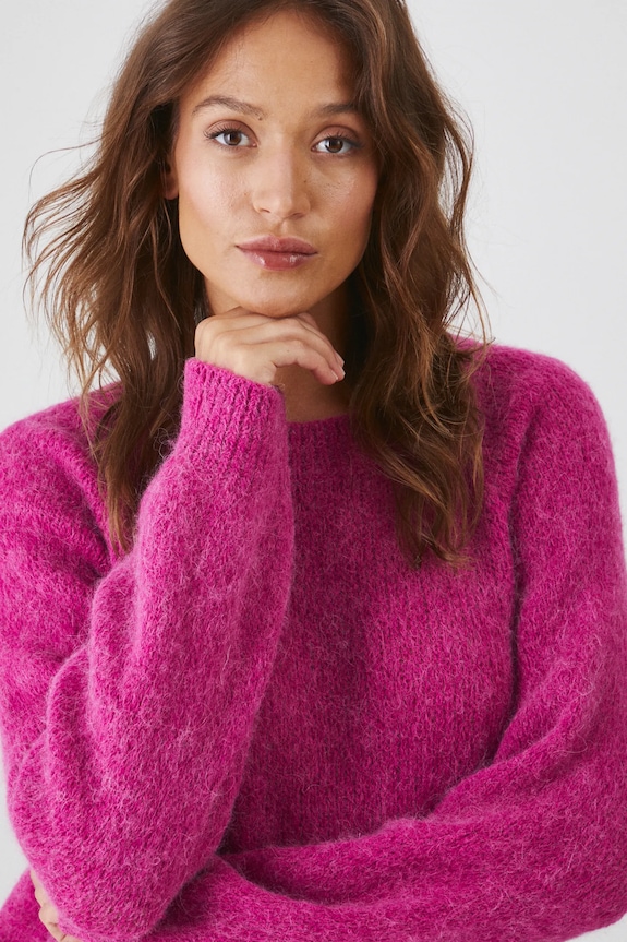 Sweter damski z wełną alpaki i wełną owczą kolor różowy różowy RW24-SWD776