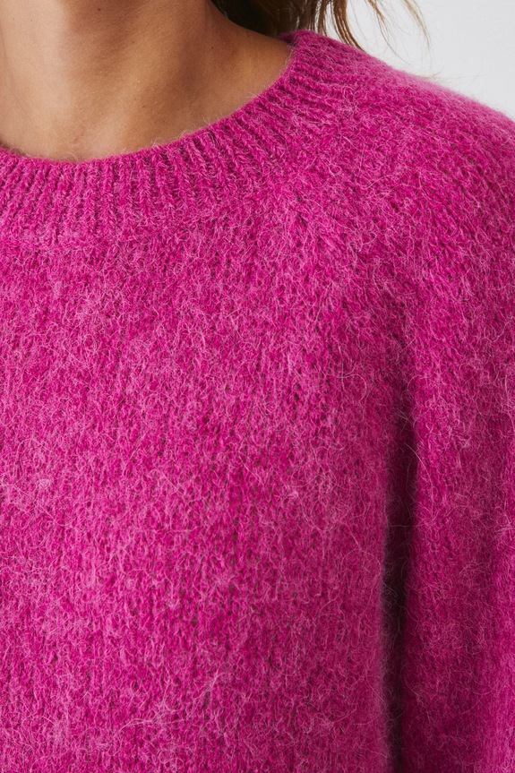 Sweter damski z wełną alpaki i wełną owczą kolor różowy RW24-SWD776 różowy