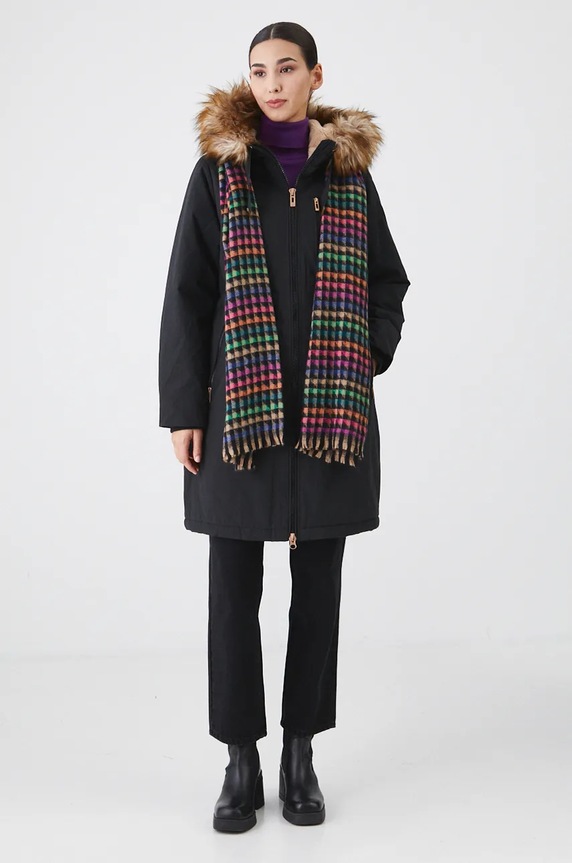 Sweter z wełny merino damski gładki kolor fioletowy RW24-SWD809 fioletowy RW24