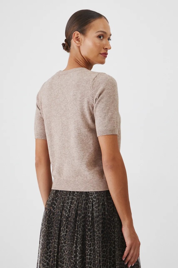 Oblečení Svetr dámský s ozdobnou aplikací béžová barva RW24-SWDA70 béžová