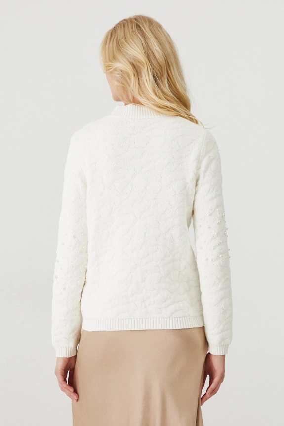 Odzież Sweter bawełniany damski z aplikacją kolor beżowy RW24-SWDB00 beżowy