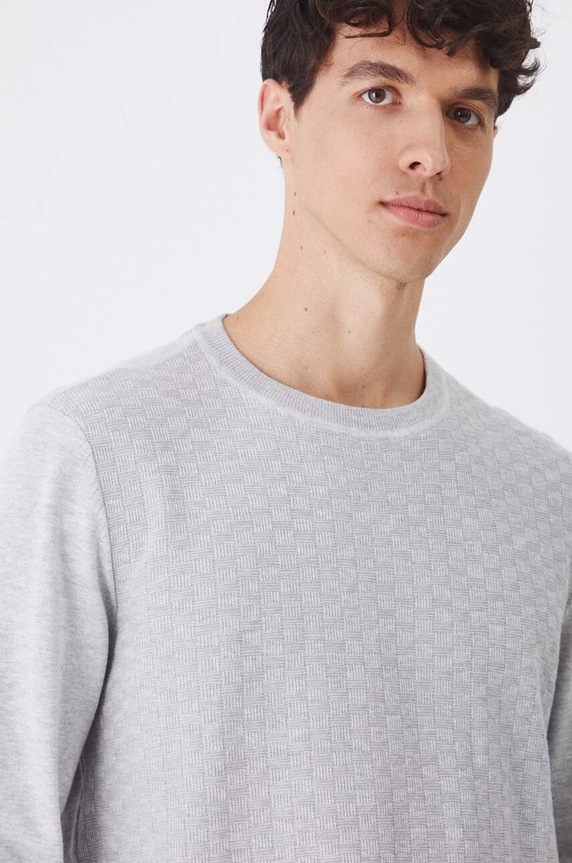 Sweter męski z fakturą kolor szary RW24-SWM042 szary