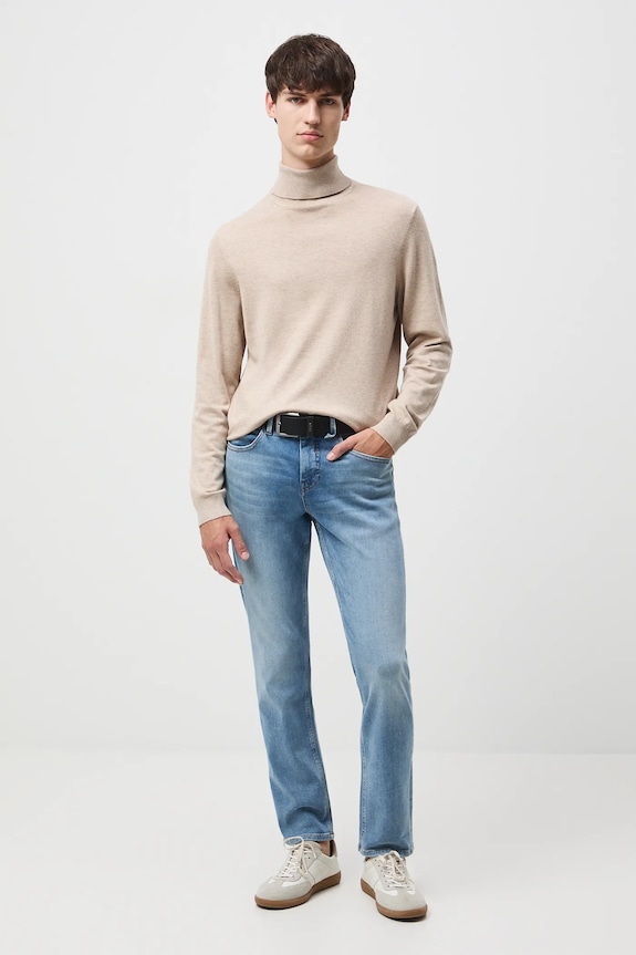 Sweter męski z golfem melanżowy kolor beżowy RW24-SWM051 beżowy RW24