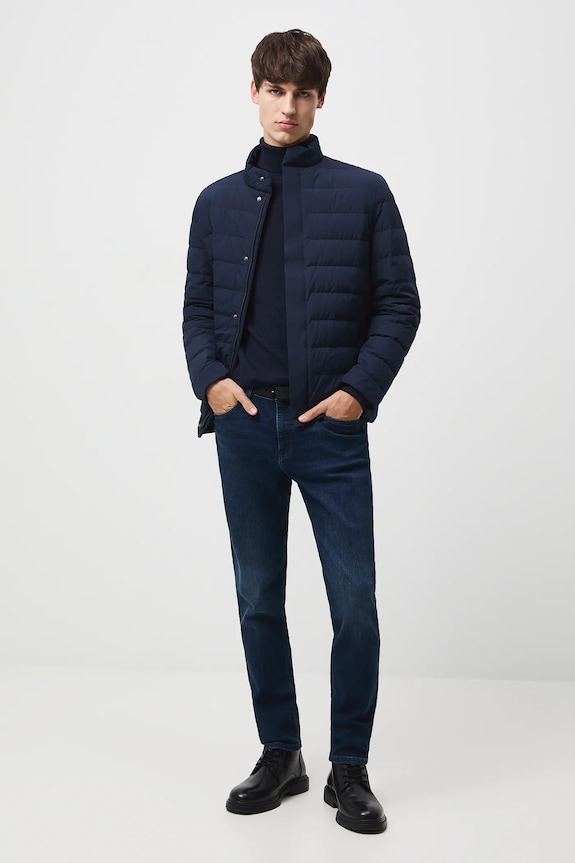 Sweter męski z golfem melanżowy kolor granatowy RW24-SWM051 granatowy RW24