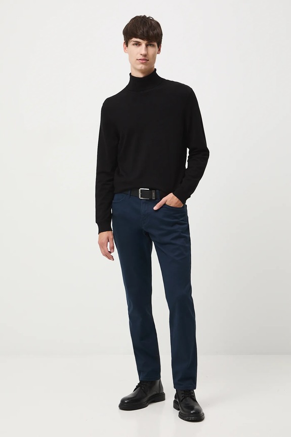 Sweter męski z golfem gładki kolor czarny RW24-SWM051 czarny RW24