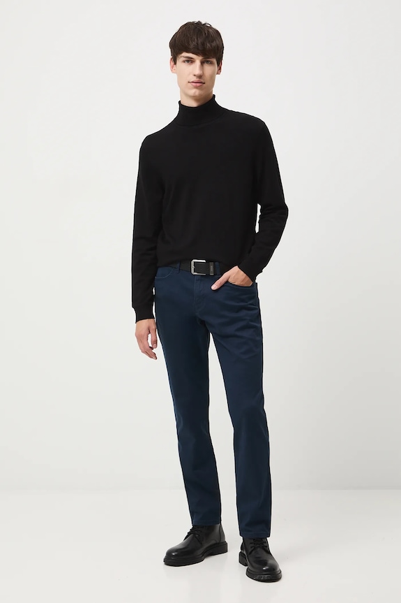 Sweter męski z golfem gładki kolor czarny RW24-SWM051 czarny RW24