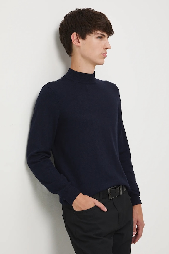 Sweter męski melanżowy kolor granatowy granatowy RW24-SWM052