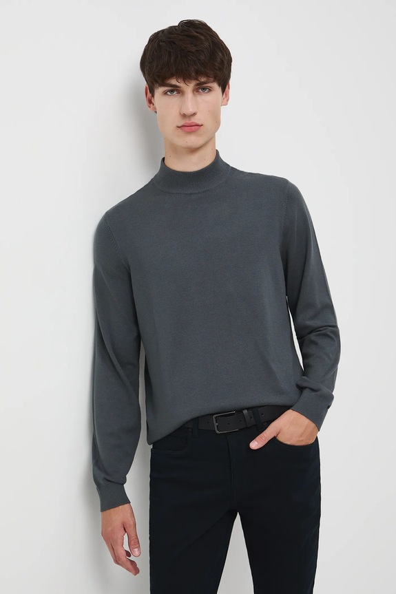 Sweter męski z półgolfem zielony RW24-SWM052