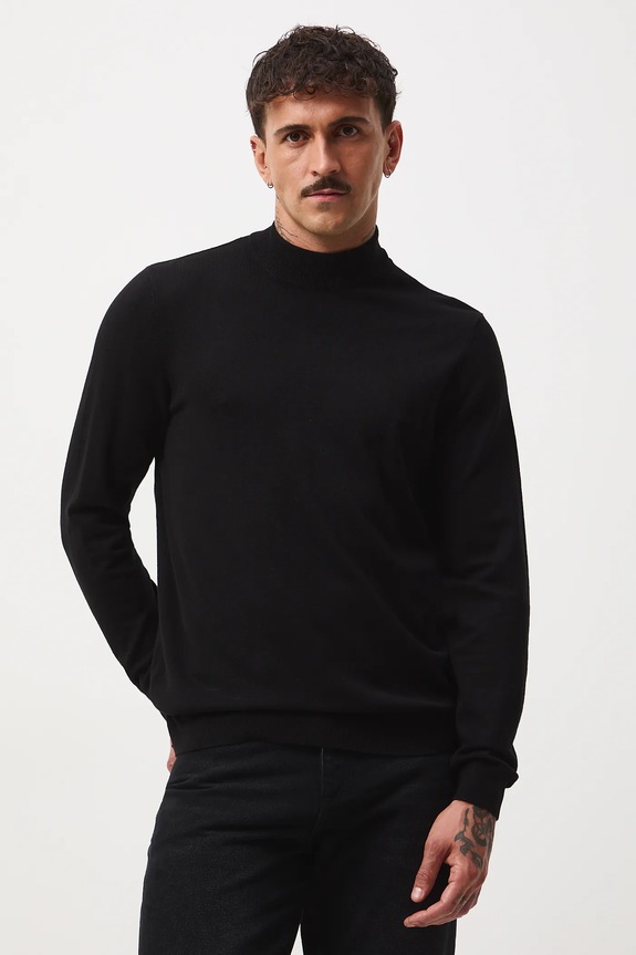 Sweter męski gładki kolor czarny pozostałe czarny RW24-SWM052