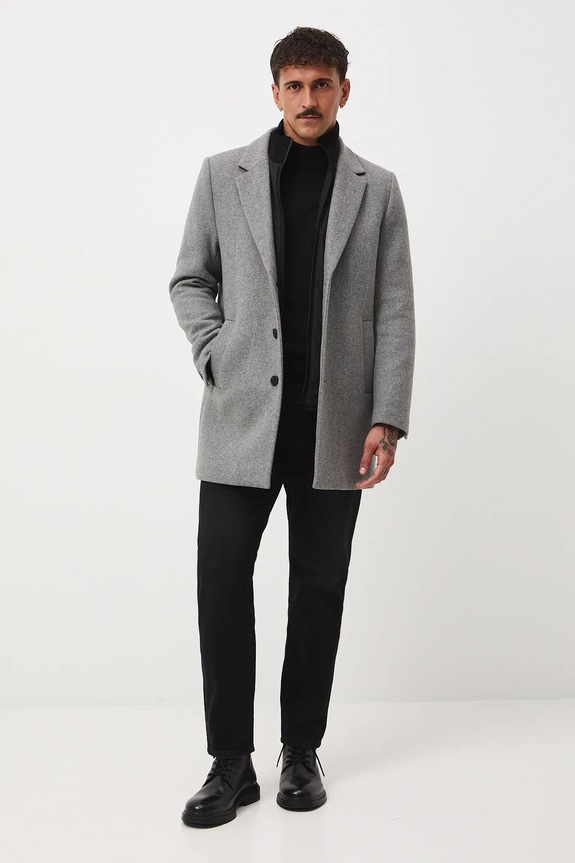 Sweter męski gładki kolor czarny RW24-SWM052 czarny RW24