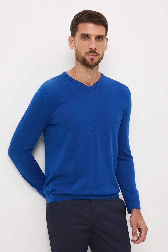 Sweter bawełniany męski kolor niebieski niebieski RW24-SWM090