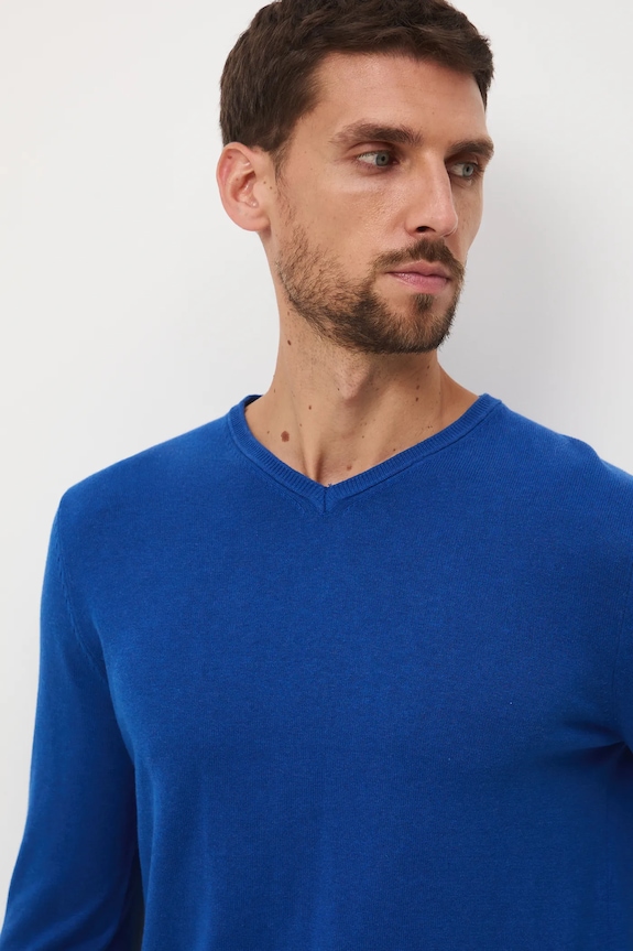 Sweter bawełniany męski kolor niebieski RW24-SWM090 niebieski