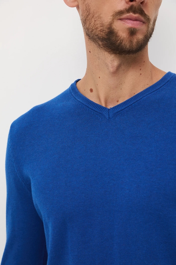 Sweter bawełniany męski kolor niebieski RW24-SWM090