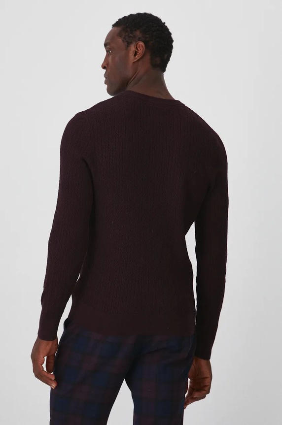Odzież Sweter męski z wiskozą z fakturą kolor bordowy RW24-SWM801 bordowy
