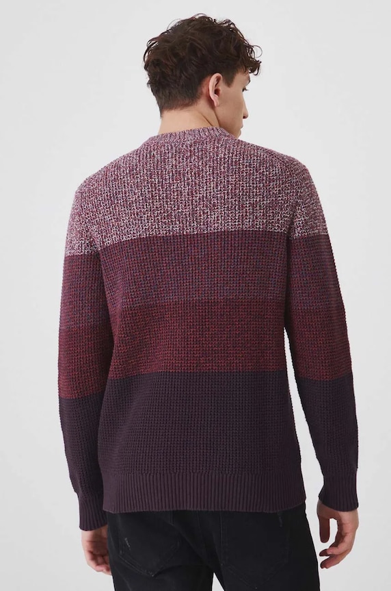 Oblečení Bavlněný svetr pánský se strukturou vínová barva RW24-SWM802 burgundské