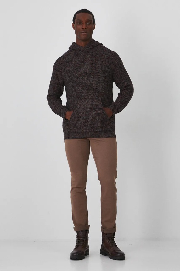 Sweter bawełniany męski melanżowy kolor fioletowy RW24-SWM808 fioletowy RW24