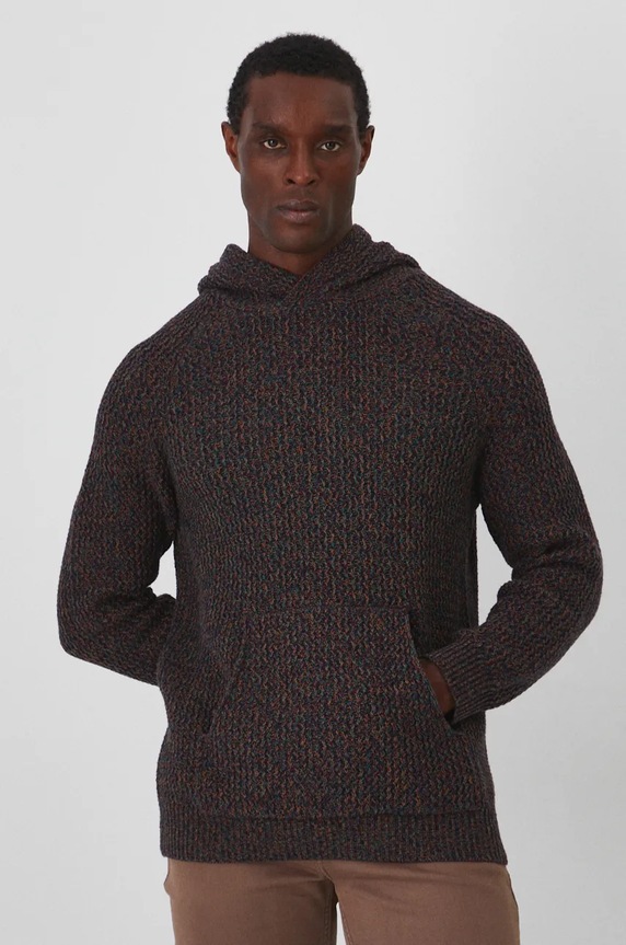 Sweter bawełniany męski melanżowy kolor fioletowy fioletowy RW24-SWM808