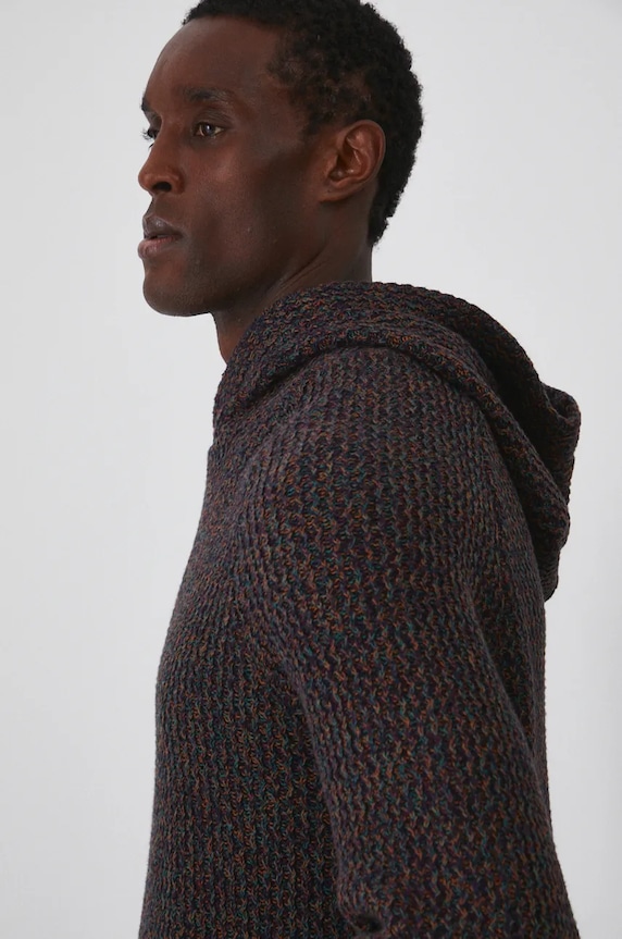 Sweter bawełniany męski melanżowy kolor fioletowy RW24-SWM808 fioletowy