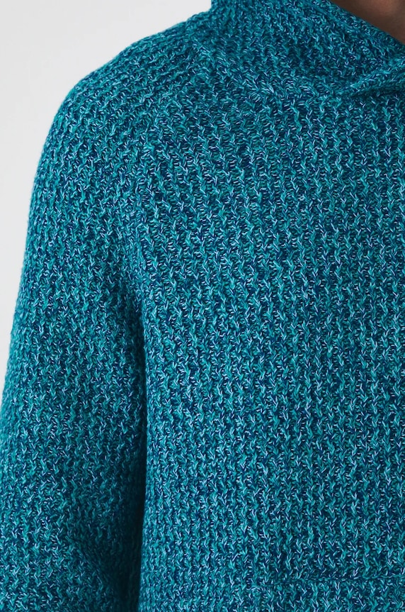Sweter bawełniany męski melanżowy kolor turkusowy RW24-SWM808
